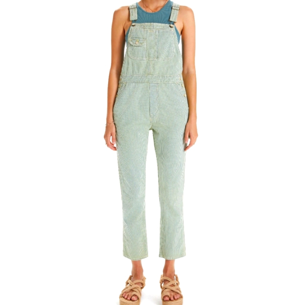 Anthropologie Mother Brand The Scrapper Choo Choo Lemon Drop Overalls S